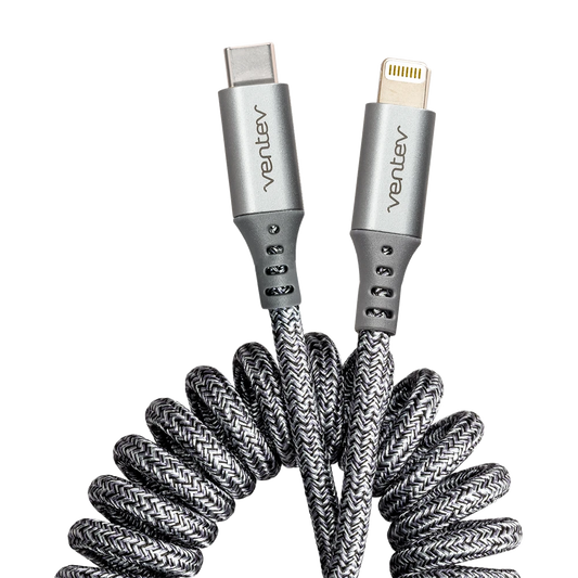 Cable Apple chargesync helix enrollado USB-C a Lightning de 3 pies