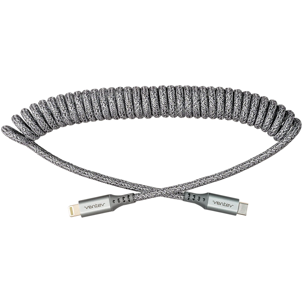 Cable Apple chargesync helix enrollado USB-C a Lightning de 3 pies