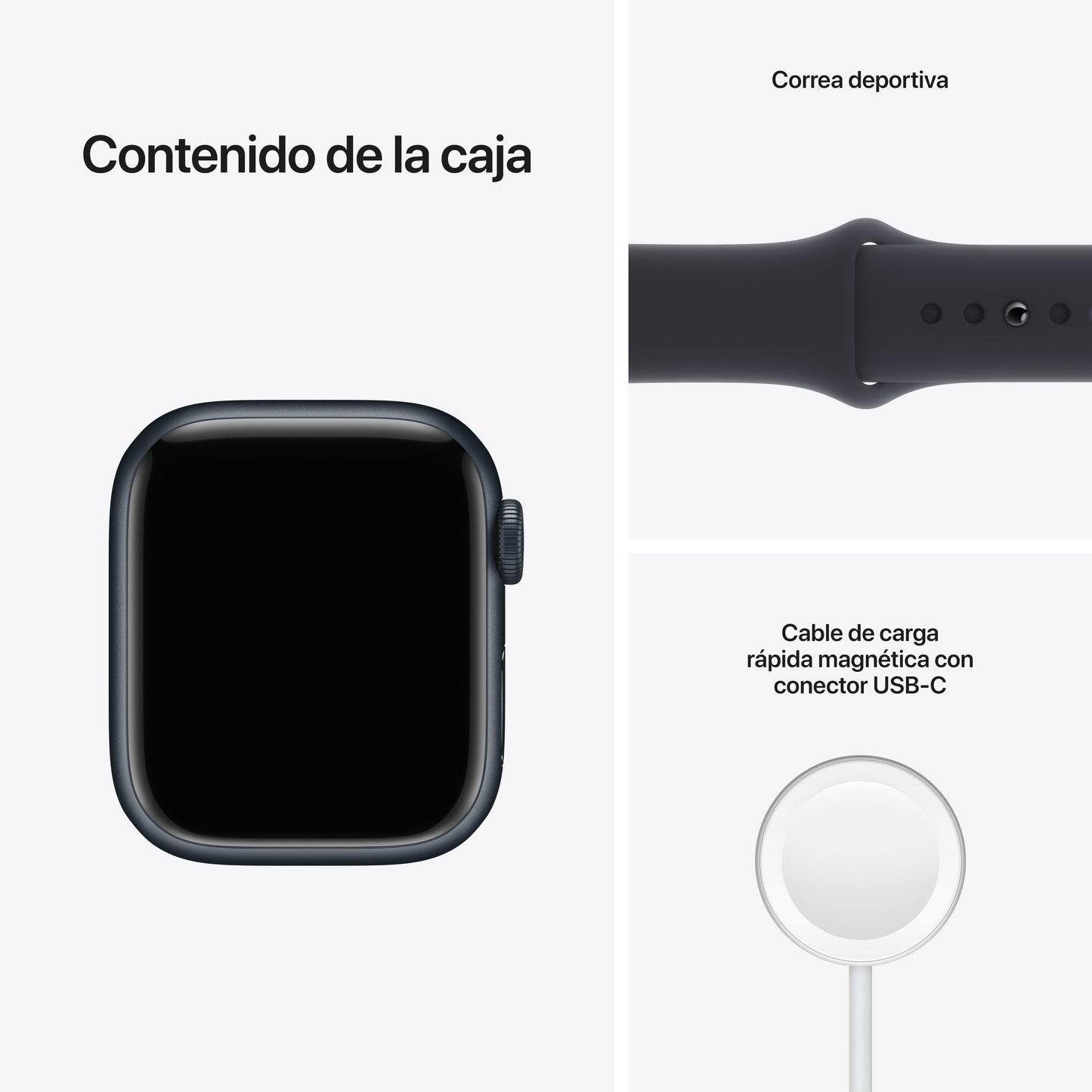 Apple Watch Series 7 (GPS) - Caja de aluminio en color medianoche de 41 mm - Correa deportiva en color medianoche - Talla única