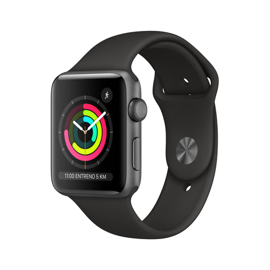 Apple Watch Series 3 (GPS) con caja de 42 mm de aluminio en gris espacial y correa deportiva negra