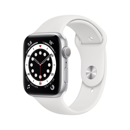 Apple Watch Series 6 (GPS) - Caja de aluminio en plata de 44 mm - Correa deportiva blanca - Talla única
