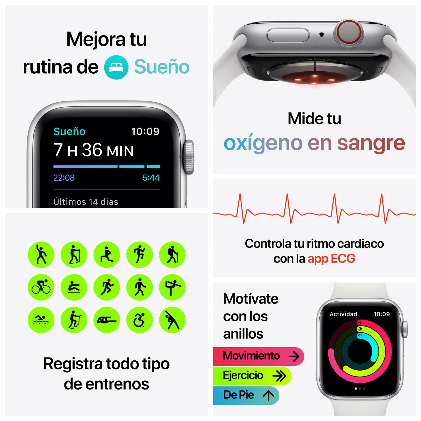 Apple Watch Series 6 (GPS + Cellular) - Caja de aluminio en azul de 40 mm - Correa deportiva azul marino intenso - Talla única