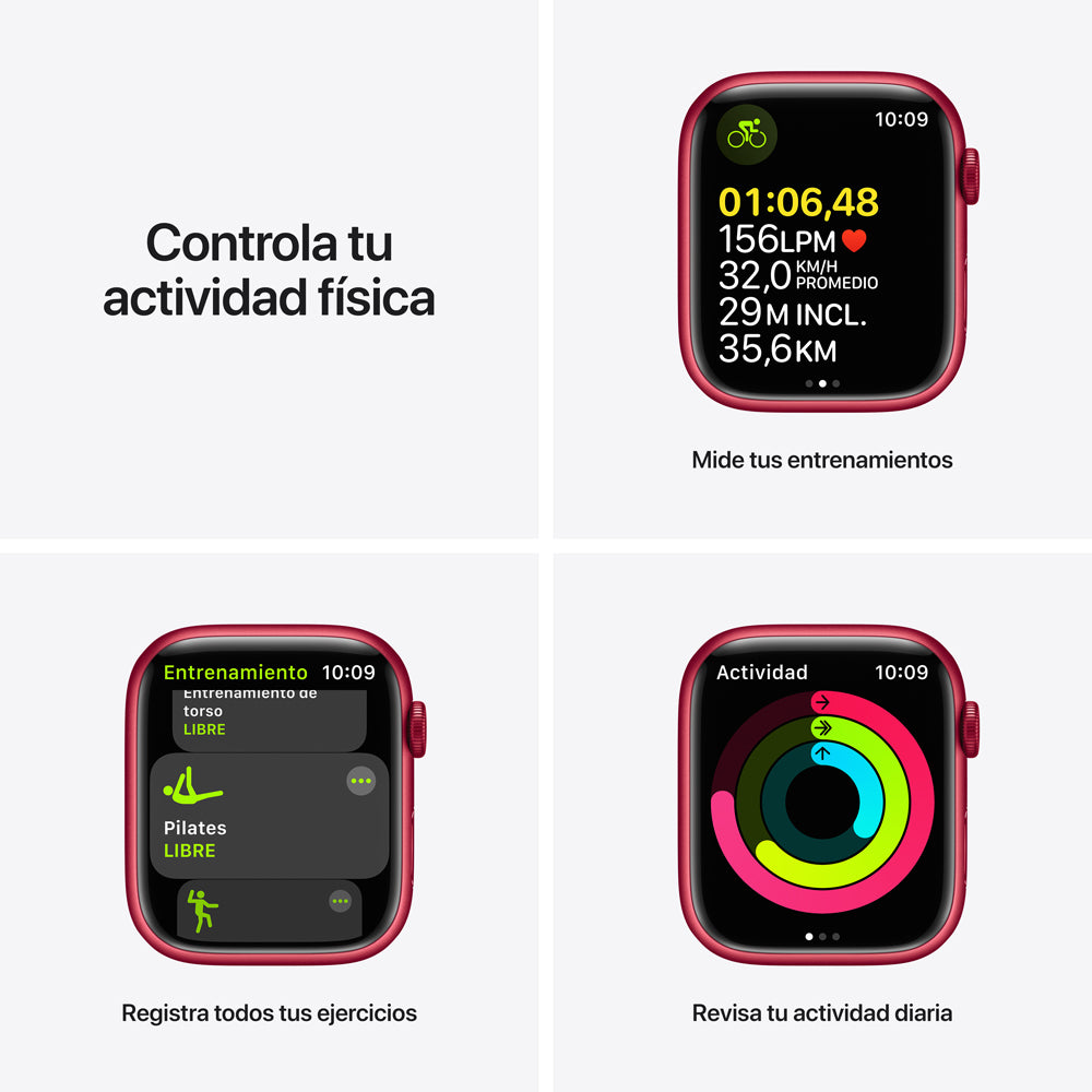 Apple Watch Series 7 (GPS) - Caja de aluminio (PRODUCT)RED de 45 mm - Correa deportiva (PRODUCT)RED - Talla única