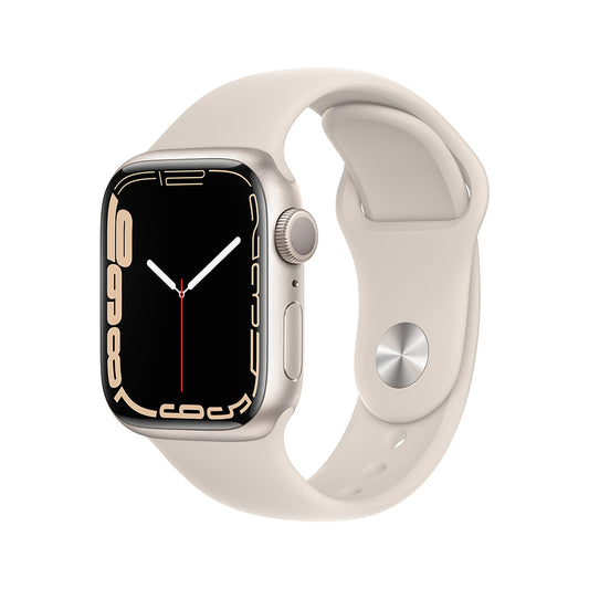 Apple Watch Series 7 (GPS) - Caja de aluminio en blanco estelar de 41 mm - Correa deportiva blanco estelar - Talla única