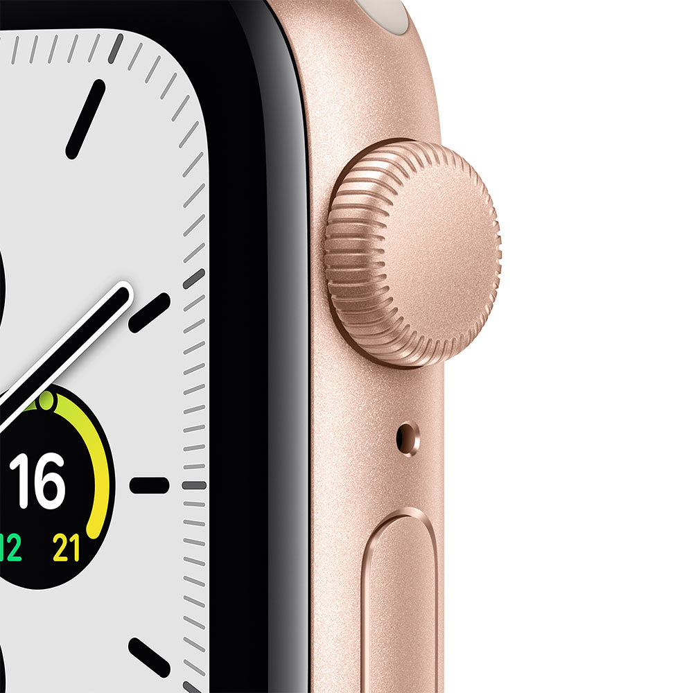 Apple Watch SE (GPS) - Caja de aluminio en oro de 40 mm - Correa deportiva blanco estelar - Talla única