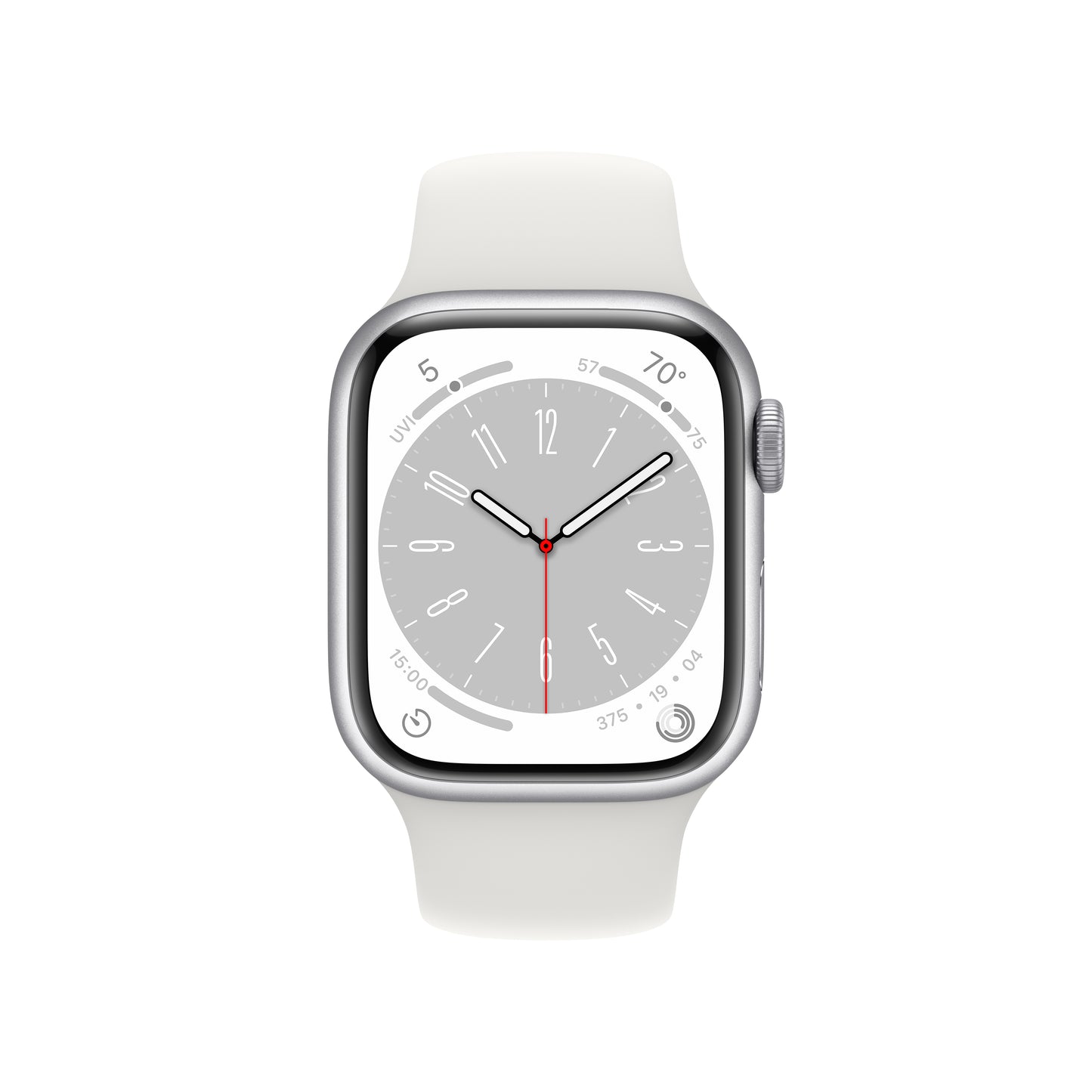 Apple Watch Series 8 (GPS) - Caja de aluminio en plata de 41 mm - Correa deportiva blanca - Talla única