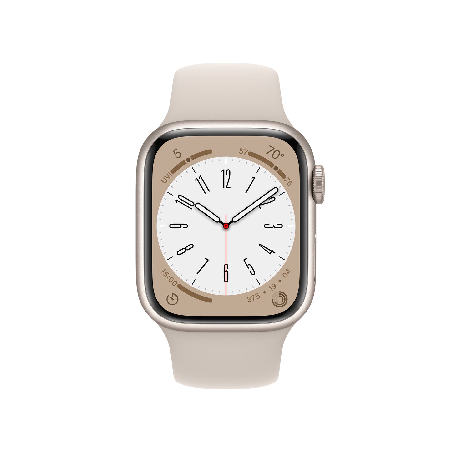 Apple Watch Series 8 (GPS) - Caja de aluminio en blanco estrella de 41 mm - Correa deportiva blanco estrella - Talla única