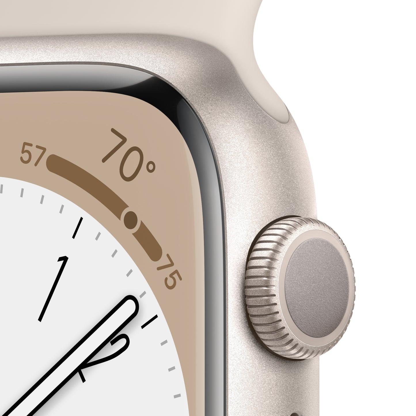 Apple Watch Series 8 (GPS) - Caja de aluminio en blanco estrella de 45 mm - Correa deportiva blanco estrella - Talla única