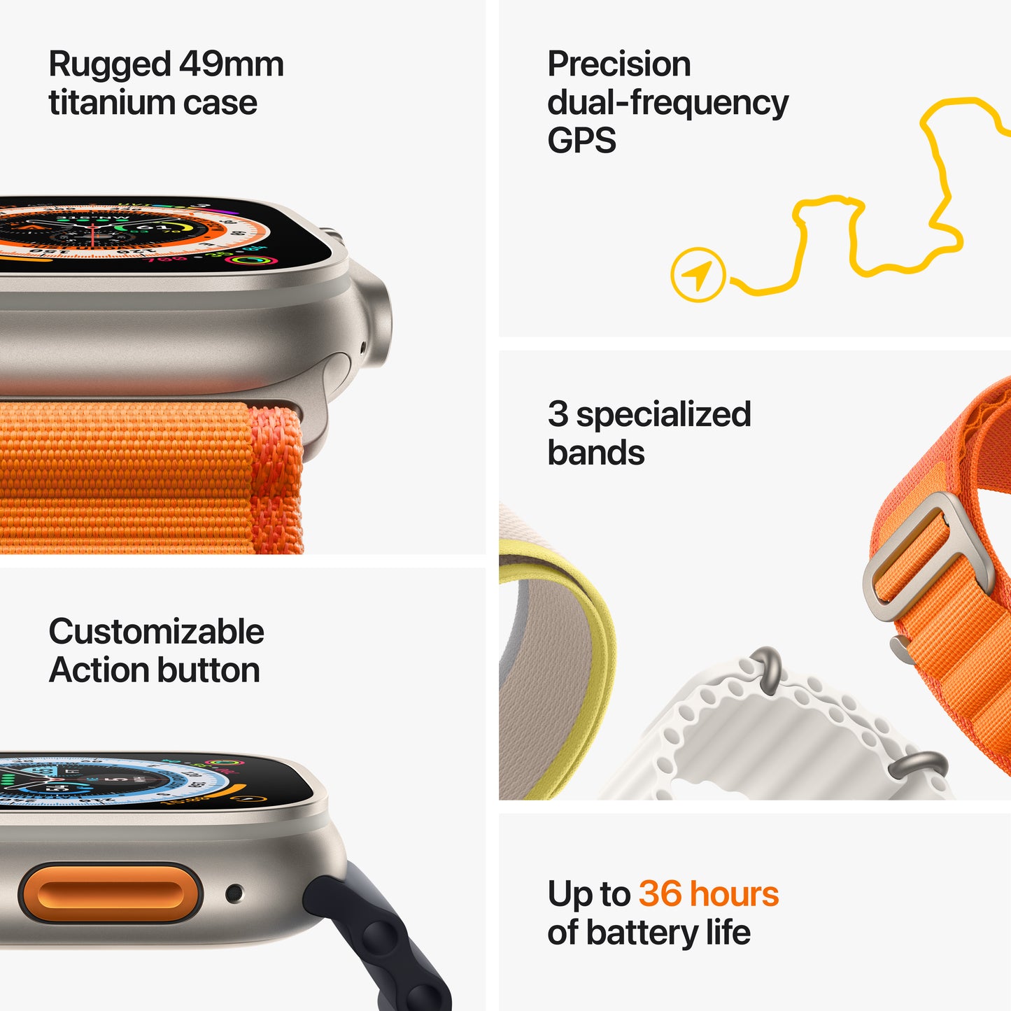 Apple Watch Ultra (GPS + Cellular) - Caja de titanio de 49 mm - Correa Loop Alpine naranja - Talla L