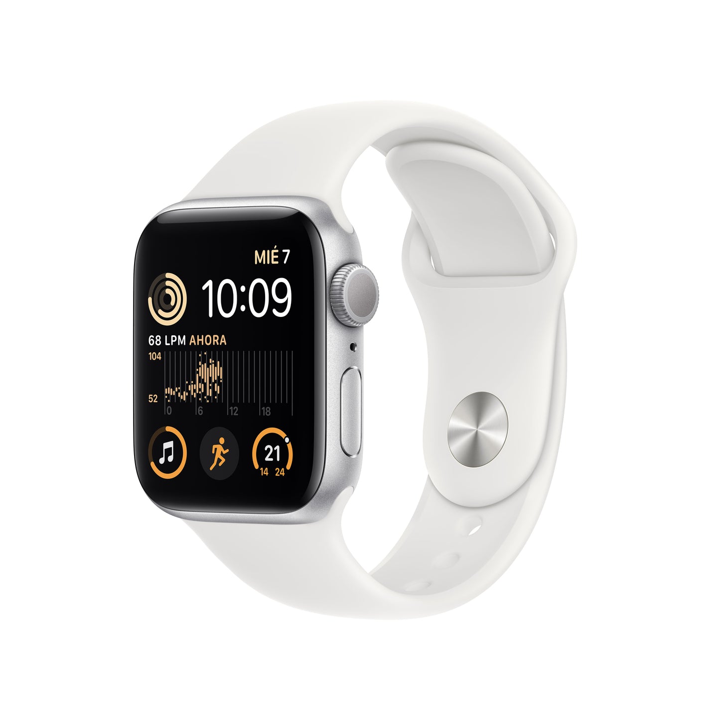 Apple Watch SE (GPS) - Caja de aluminio en plata de 40 mm - Correa deportiva blanca - Talla M/L