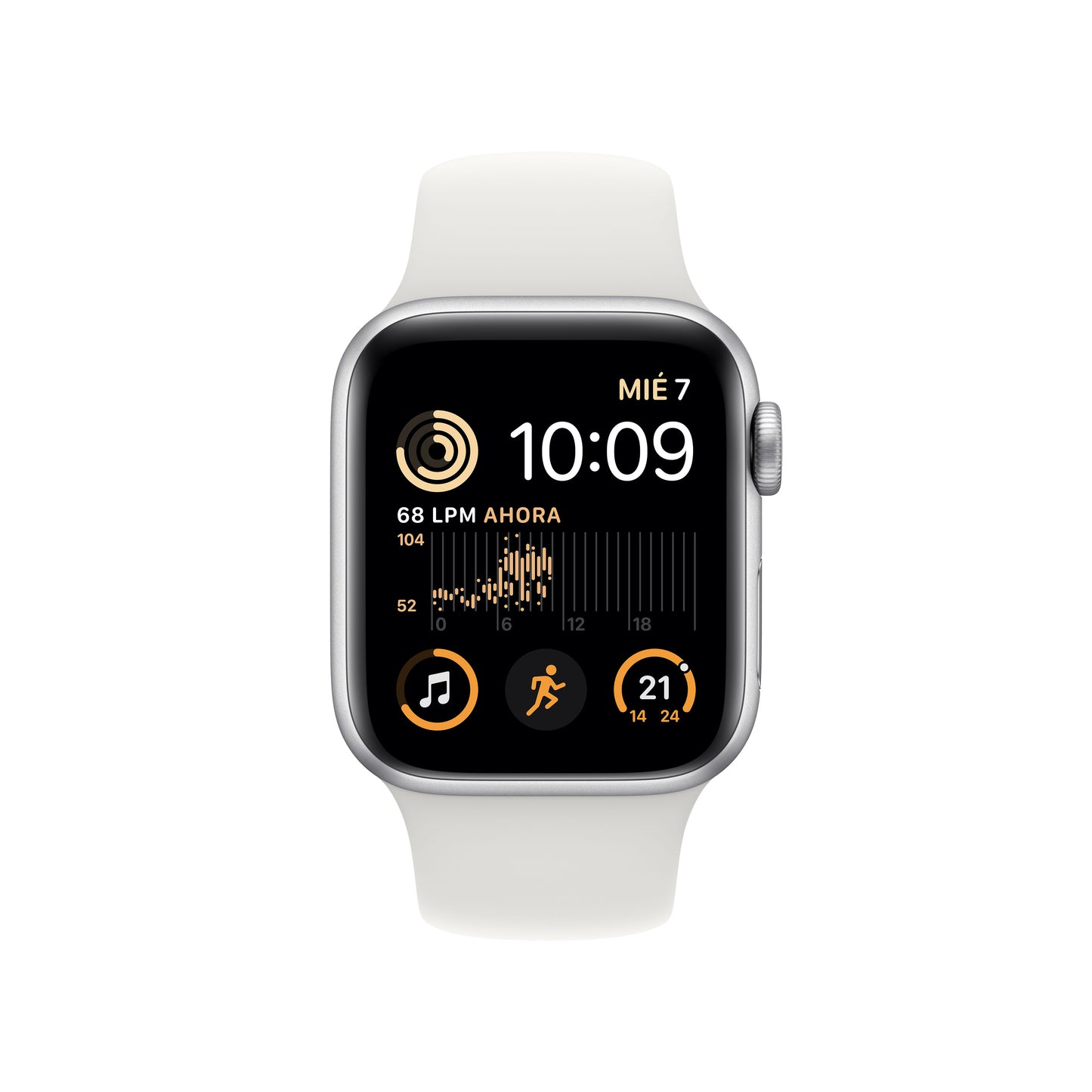 Apple Watch SE (GPS) - Caja de aluminio en plata de 40 mm - Correa deportiva blanca - Talla M/L