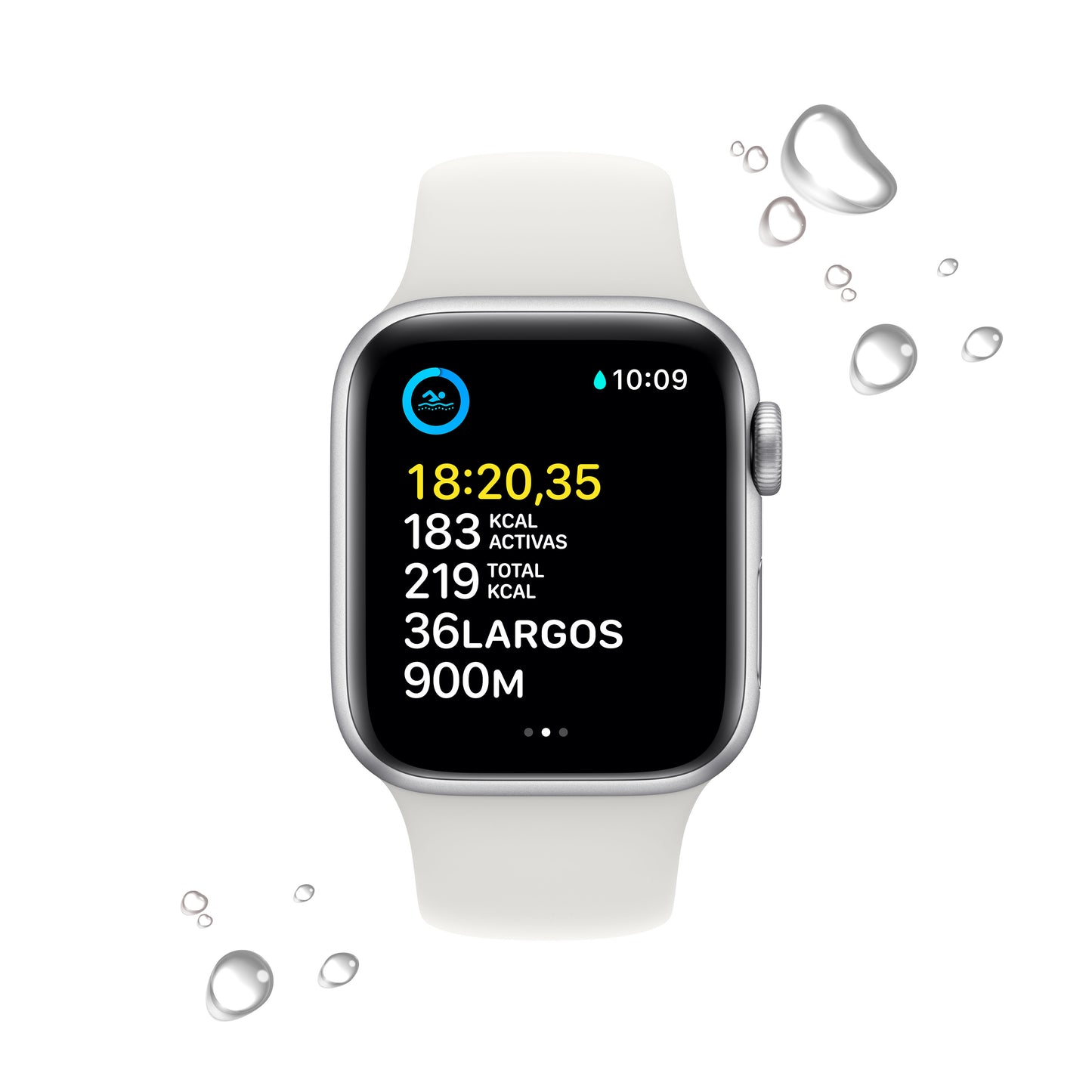 Apple Watch SE (GPS) - Caja de aluminio en plata de 40 mm - Correa deportiva blanca - Talla única