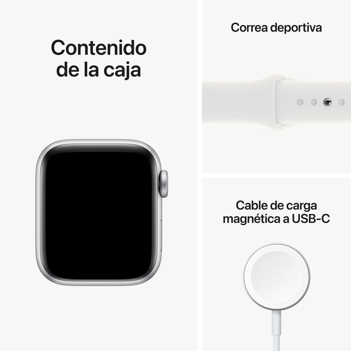 Apple Watch SE (GPS) - Caja de aluminio en plata de 40 mm - Correa deportiva blanca - Talla única