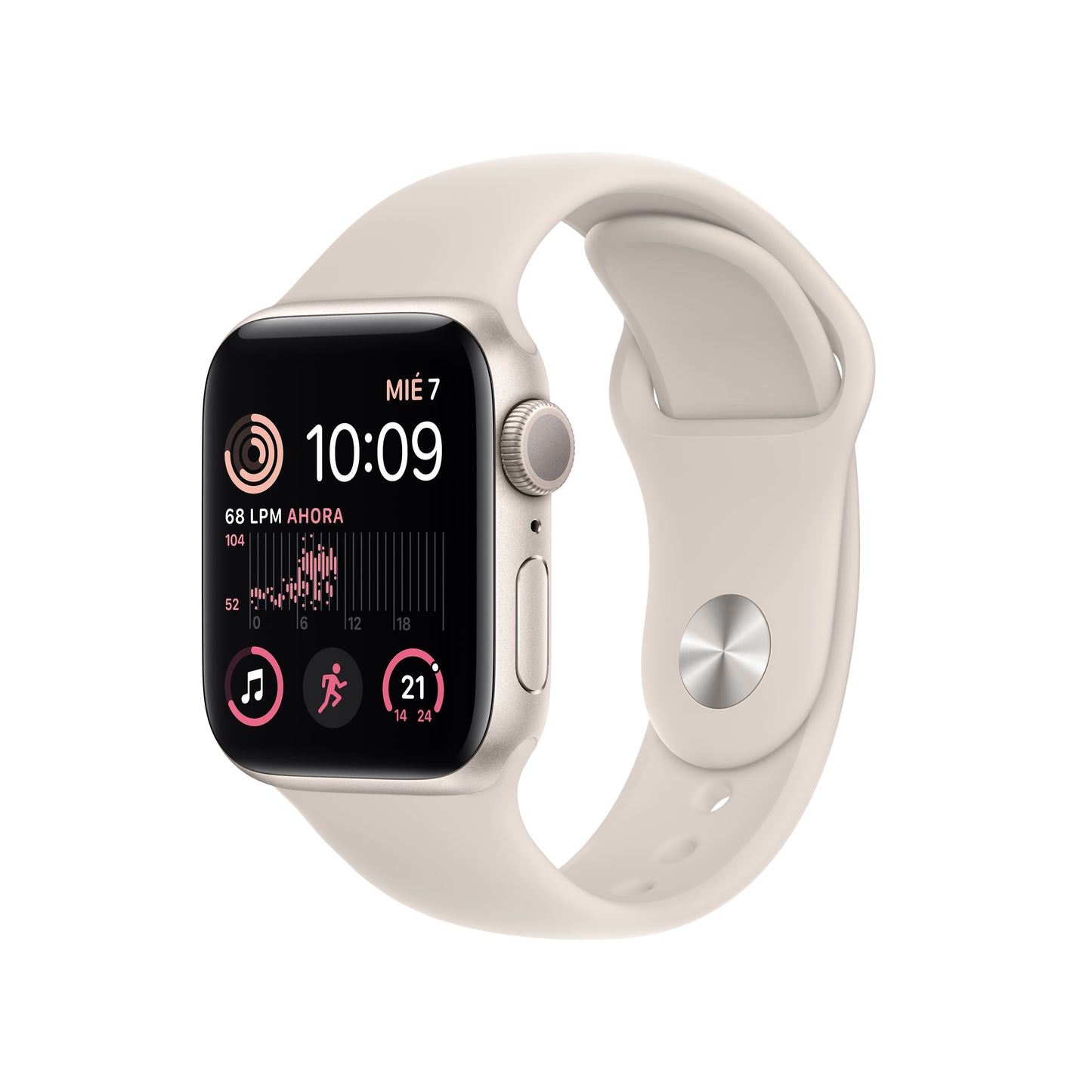 Apple Watch SE (GPS) - Caja de aluminio en blanco estrella de 40 mm - Correa deportiva blanco estrella - Talla única