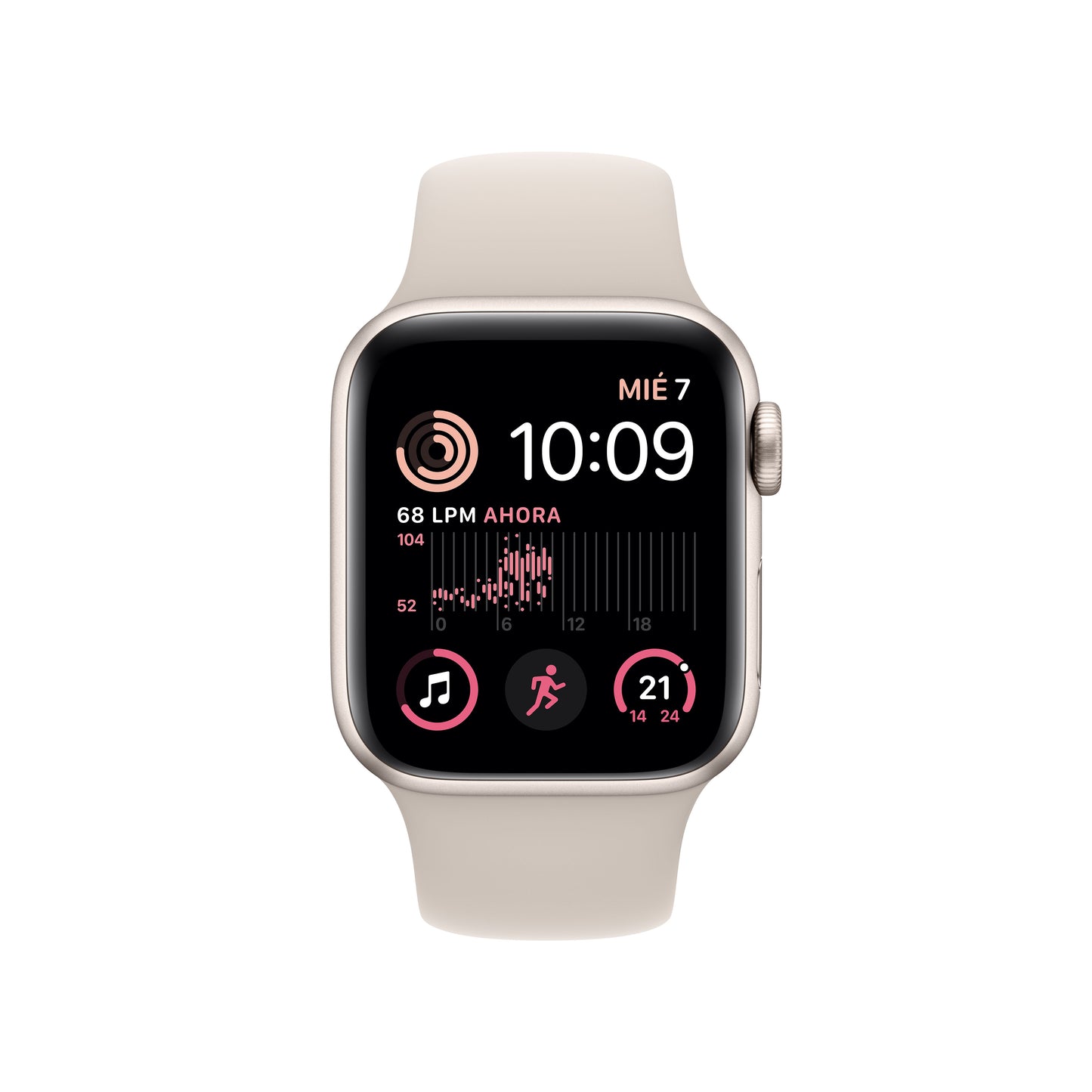 Apple Watch SE (GPS) - Caja de aluminio en blanco estrella de 40 mm - Correa deportiva blanco estrella - Talla única