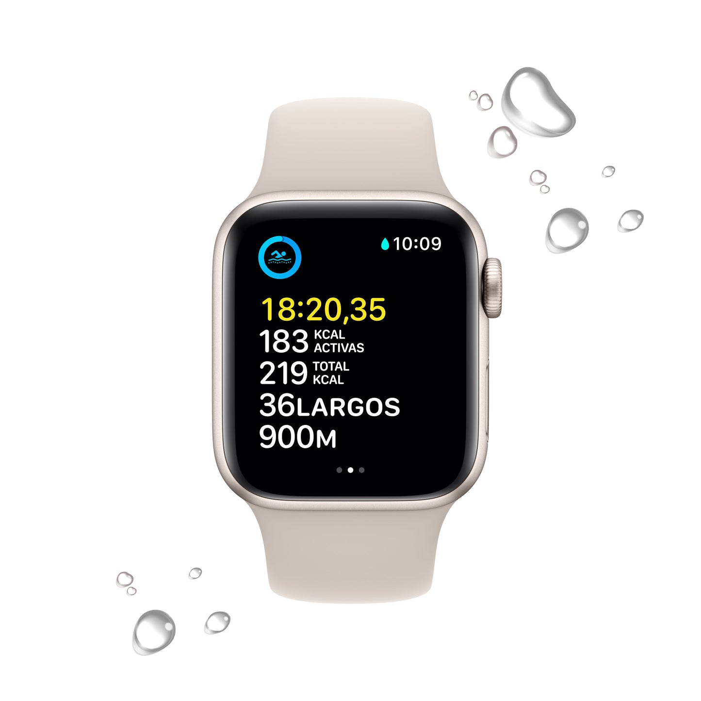 Apple Watch SE (GPS) - Caja de aluminio en blanco estrella de 40 mm - Correa deportiva blanco estrella - Talla única