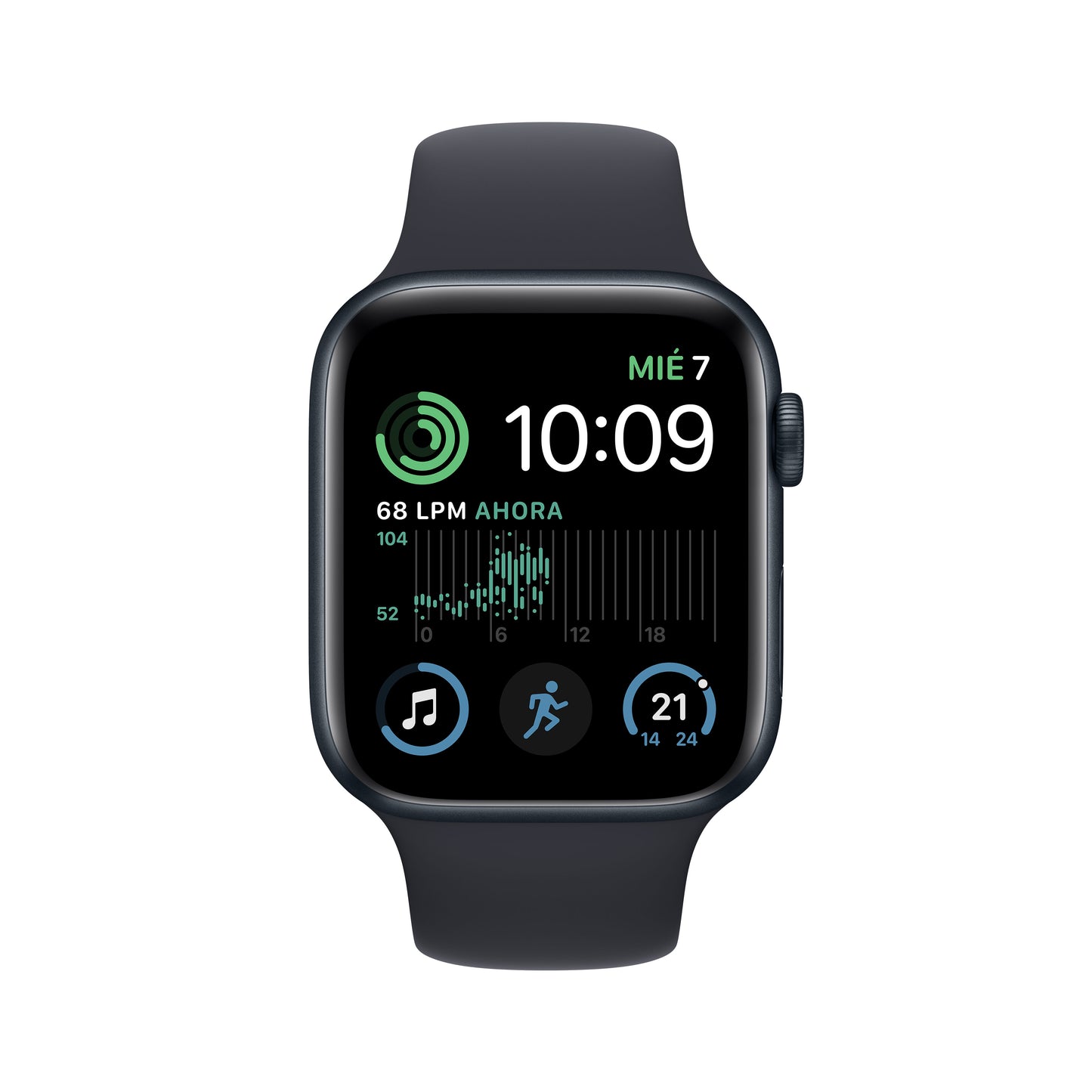 Apple Watch SE (GPS) - Caja de aluminio en color medianoche de 44 mm - Correa deportiva en color medianoche - Talla S/M