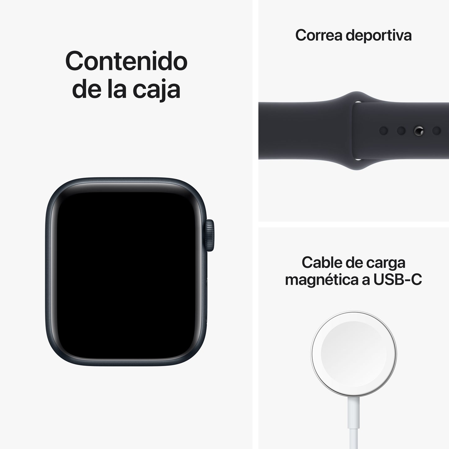 Apple Watch SE (GPS) - Caja de aluminio en color medianoche de 44 mm - Correa deportiva en color medianoche - Talla S/M