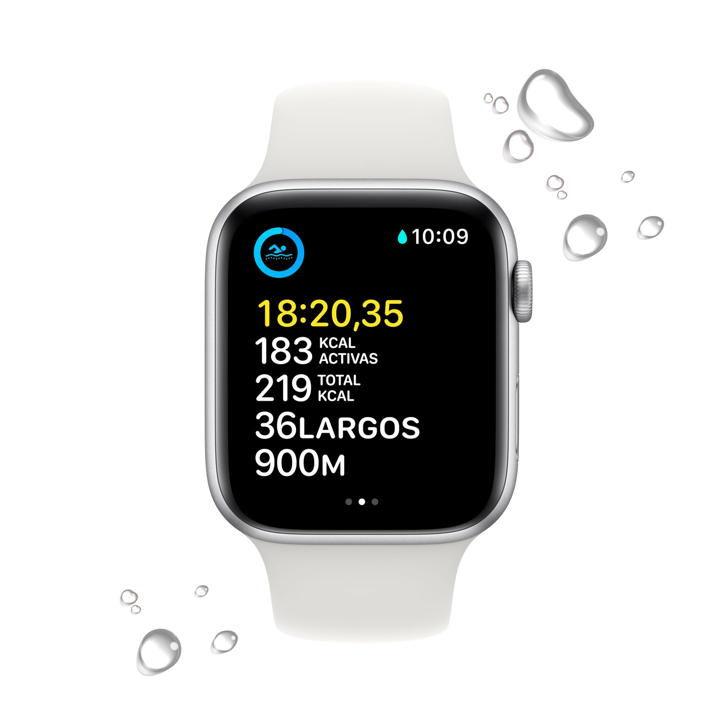 Apple Watch SE (GPS) - Caja de aluminio en plata de 44 mm - Correa deportiva blanca - Talla M/L