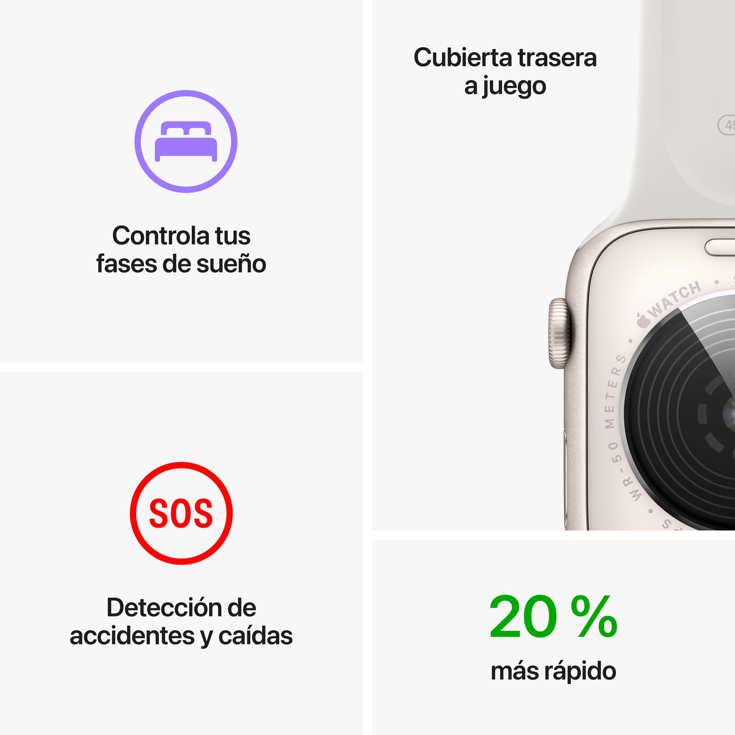 Apple Watch SE (GPS) - Caja de aluminio en blanco estrella de 40 mm - Correa deportiva blanco estrella - Talla única