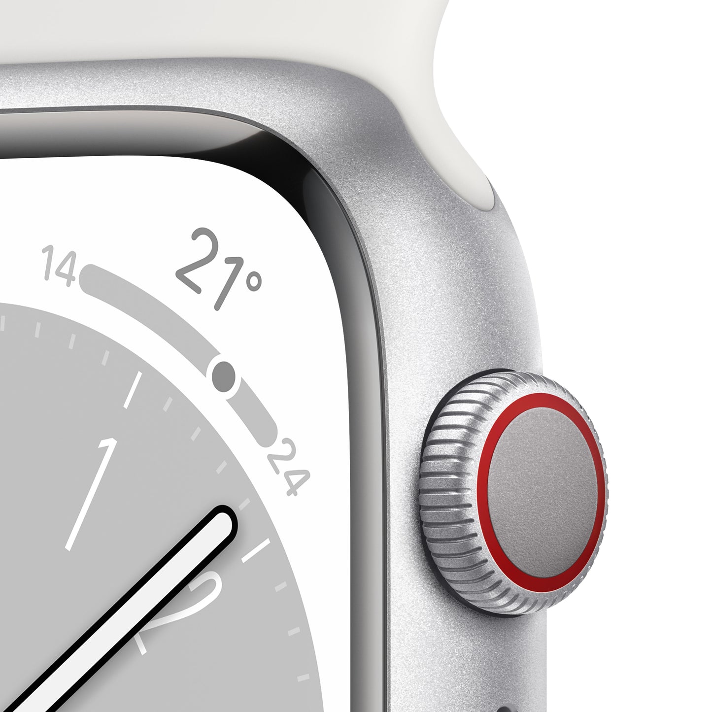 Apple Watch Series 8 (GPS + Cellular) - Caja de aluminio en plata de 41 mm - Correa deportiva blanca - Talla única