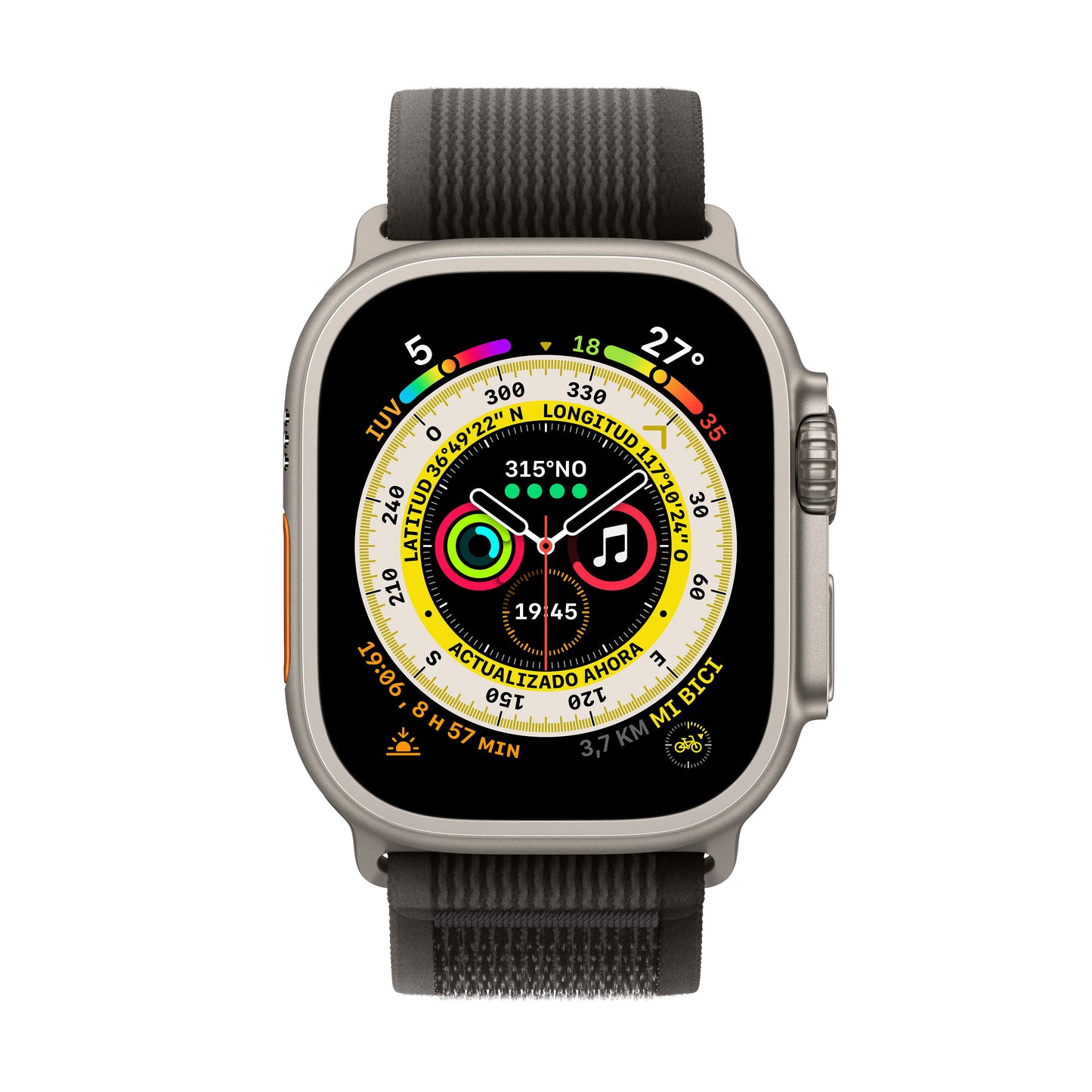 Apple Watch Ultra (GPS + Cellular) - Caja de titanio de 49 mm - Correa Loop Trail negra/gris - Talla S/M