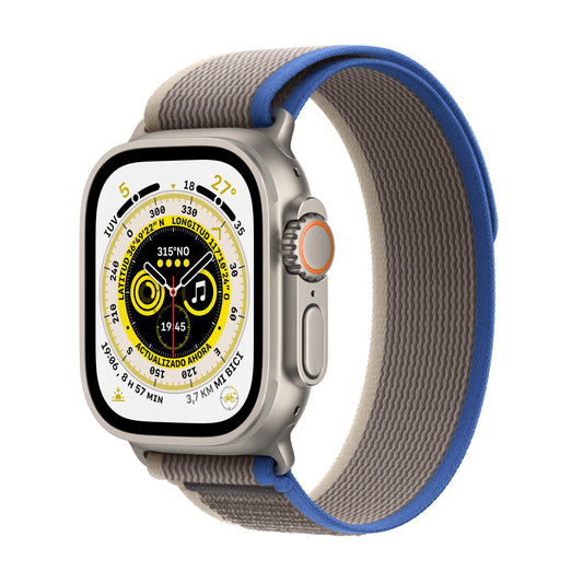 Apple Watch Ultra (GPS + Cellular) - Caja de titanio de 49 mm - Correa Loop Trail azul/gris - Talla S/M
