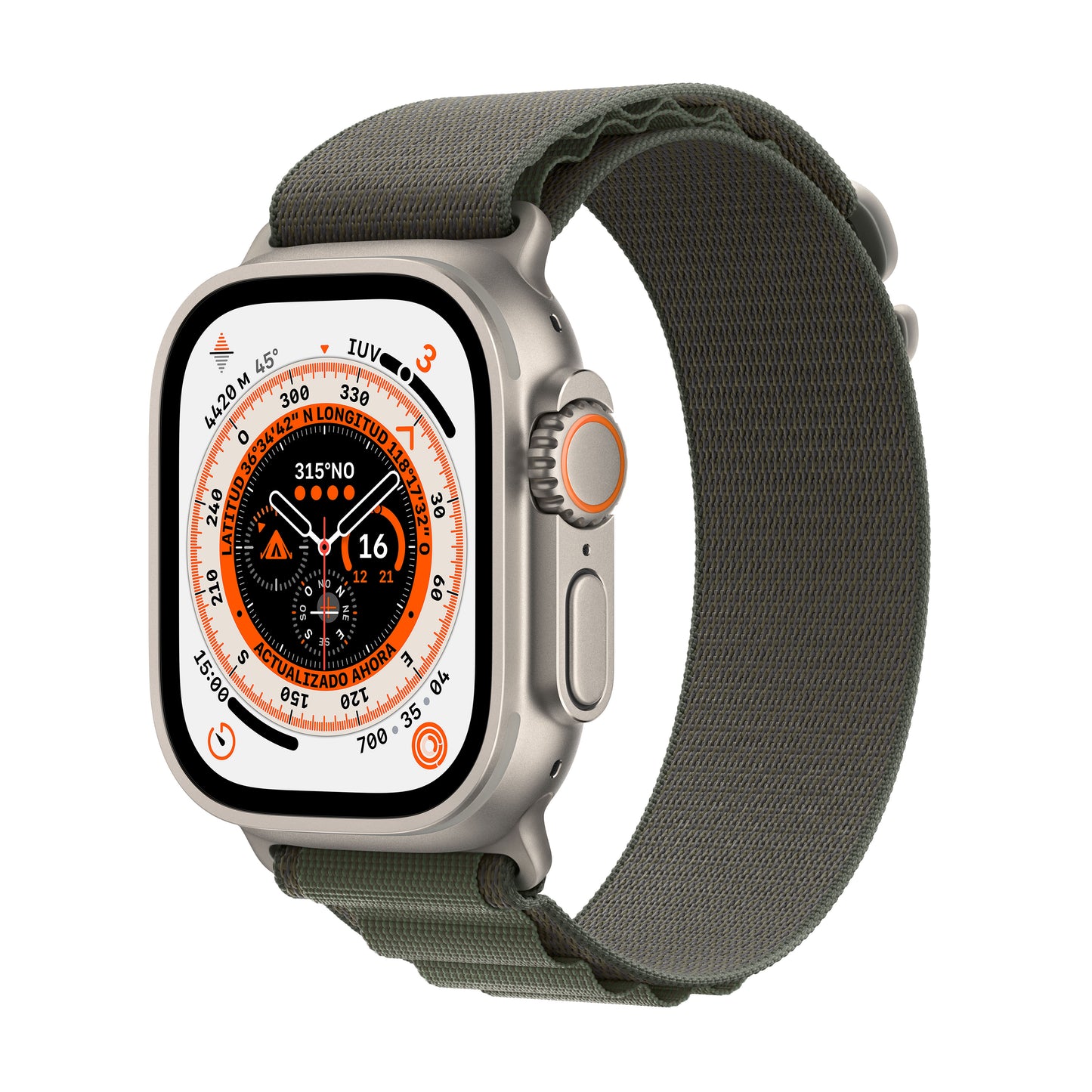 Apple Watch Ultra (GPS + Cellular) - Caja de titanio de 49 mm - Correa Loop Alpine verde - Talla S