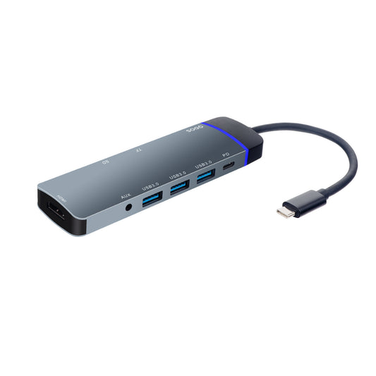 Hub Multipuerto QDOS Powerlink USB-C 8 en 1 - Gris