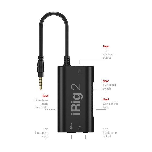 IK MULTIMEDIA IRIG 2 GUITAR INTERFACE ADAPTER FOR IOS DEVICES