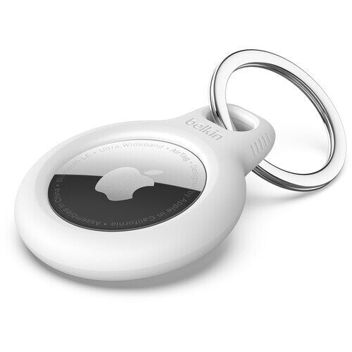 SECURE HOLDER WITH KEY RING FOR AIRTAG WHITE